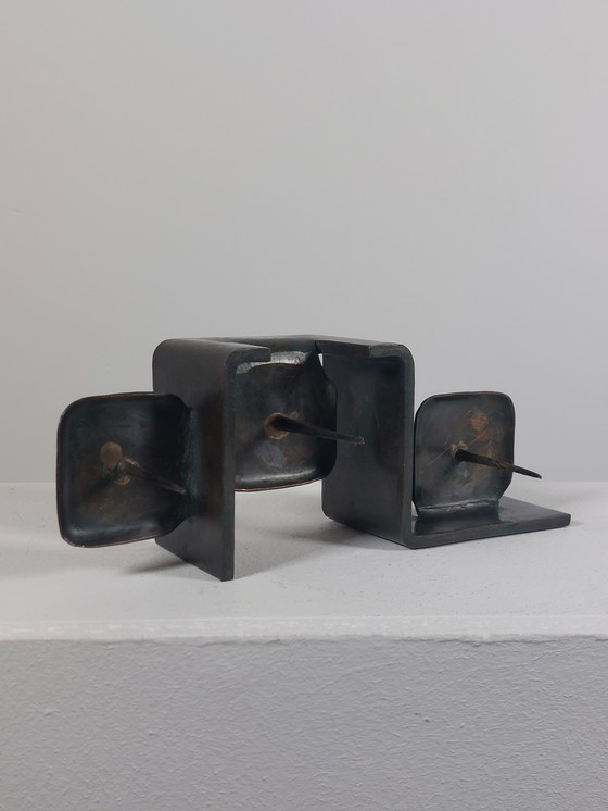 Image 1 of Brutalist vintage candlestick, bronze patina, Wolfgang Bergmeister Ebersberg