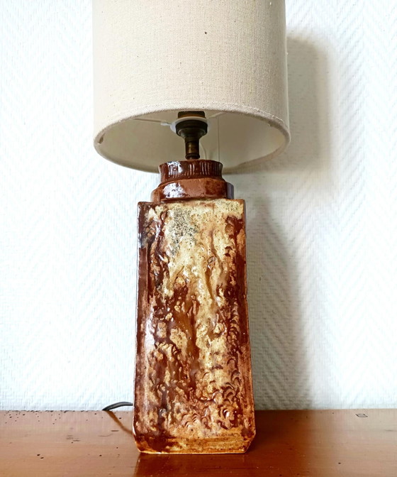Image 1 of Vintage geglazuurd aardewerk lamp