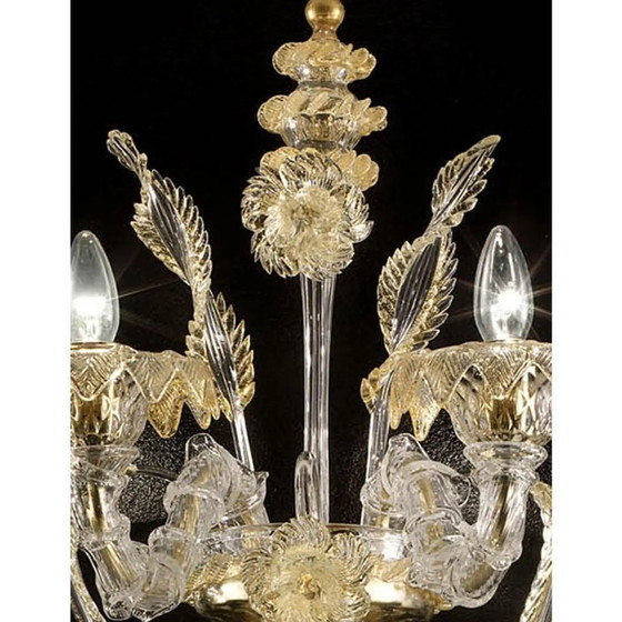 Image 1 of Imperial Luxury Italian "Ca' Rezzonico" With Gold Flowers and Leaves Murano Glass