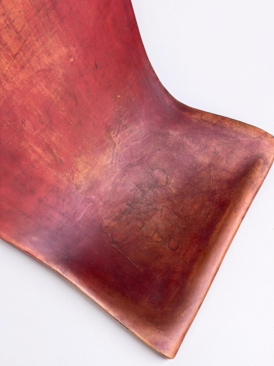 Image 1 of Slipper chair van rood leer van Pierre Lottier voor Valenti