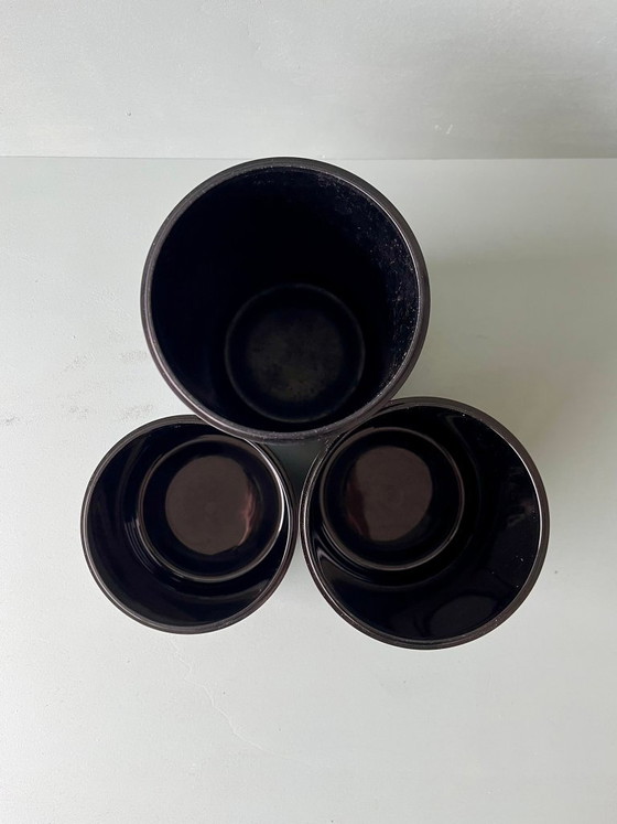 Image 1 of 3x Rosti Mepal blikken doos, vintage theeblik, koffieblik, suikerpot, jaren 70/80, postmodern servies