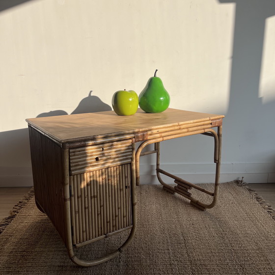 Image 1 of Rotan Bamboe Bureau Mid Century Vintage