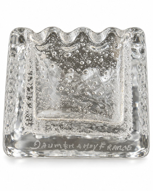 Daum Nancy Svuotatasche/Posacenere Quadrangolare in Vetro Spesso Bolle – decoratieve objecten, Glass (photo 2 of 7)