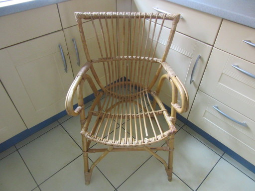 mid-century modern armchair rattan and bamboo construction