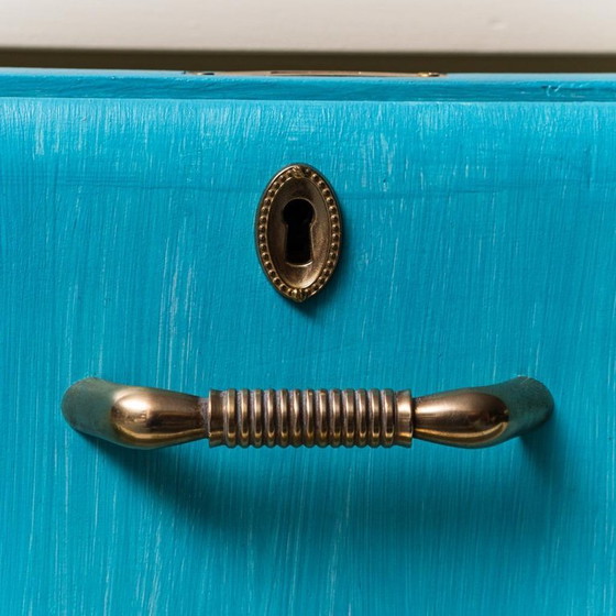 Image 1 of  CREDENZA MOBILE IN LEGNO BIANCO METALLO ANNI '60 VINTAGE MODERNO ANTICO