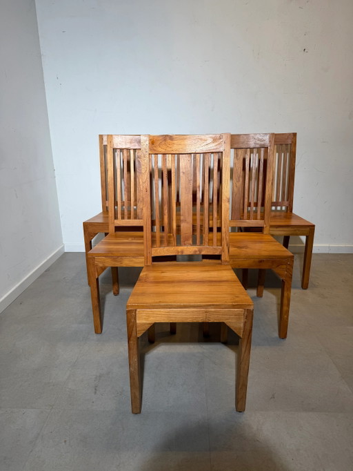 Juego de 6 sillas de comedor de teca maciza – madera maciza – eetkamerstoelen (photo 2 of 7)