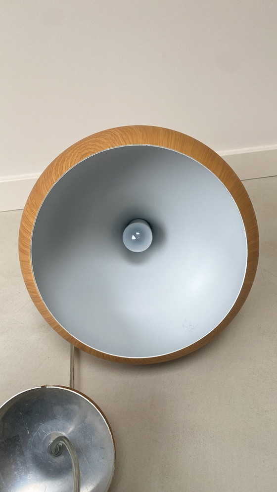 Image 1 of Lampe à suspension en métal aspect bois de teck