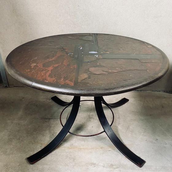 Image 1 of Tavolo da pranzo rotondo brutalista di Paul Kingma 1980