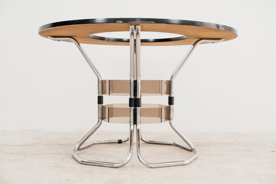 Image 1 of Dining table in acrylic steel, wood and smoked glass, 1970s design