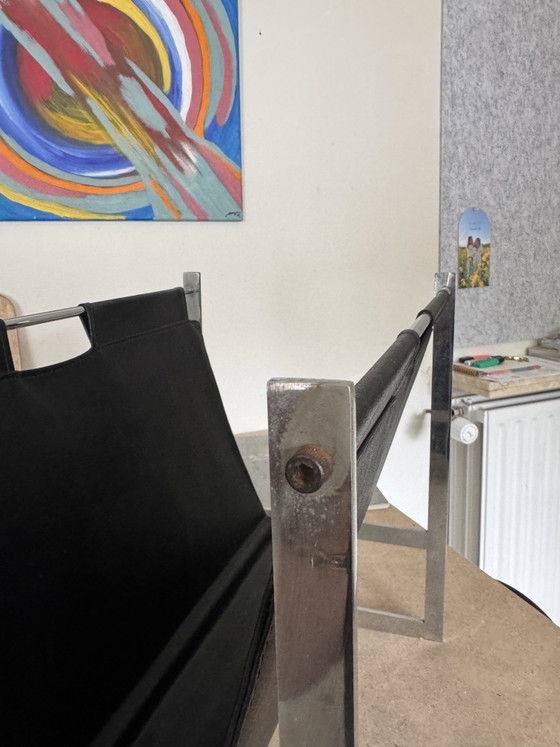 Porte-revues vintage en acier brossé – Leather, Other (photo 7 of 8)