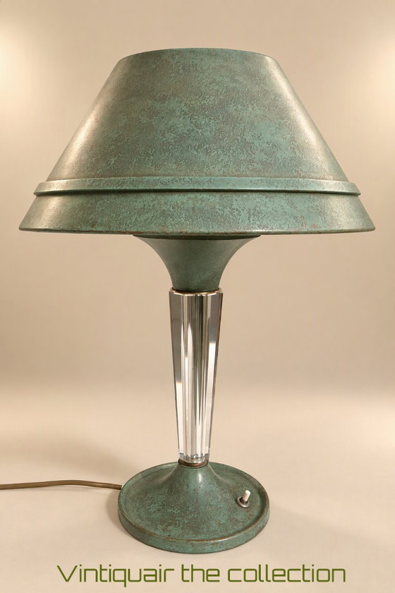Art Deco Designlampe Gênet et Michon ( Paris ca. 1930 ) – Tischlampen, Metal (photo 14 of 15)