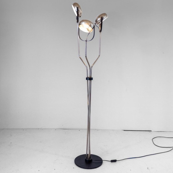 1x Vintage Reggiani Chrome Floor Lamp with Adjustable Lights, Italy, 1960s, Floor lights, Metal, Black (photo 3 of 15)