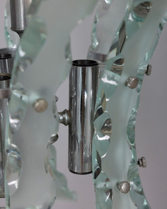 Image 1 of Lustre vintage en verre travaillé des années 70, design Zeroquattro