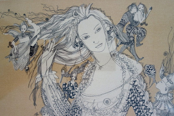 Image 1 of Lithograph by Françoise Muller, on Vellum Paper, 1970s