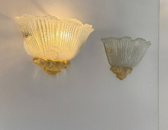 Een paar vintage, geperste wandlampen van Murano-glas, Italië 1980. – Murano Glass (photo 10 of 12)