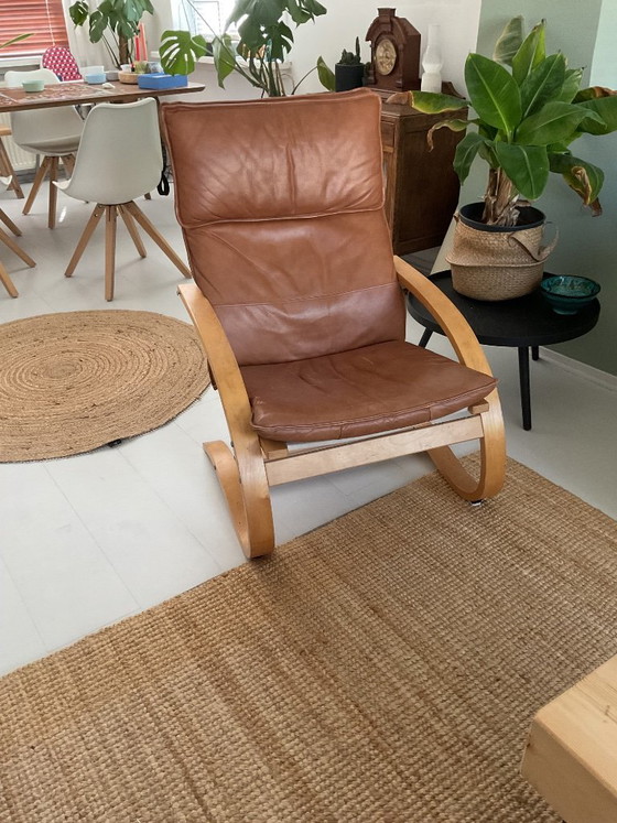 Vintage IKEA Poang Armchair – Leather, Textile (photo 2 of 5)