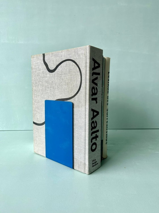 Image 1 of Serre-livres (lot de 2) en métal bleu, style postmoderne vintage années 70-80, pour étagère