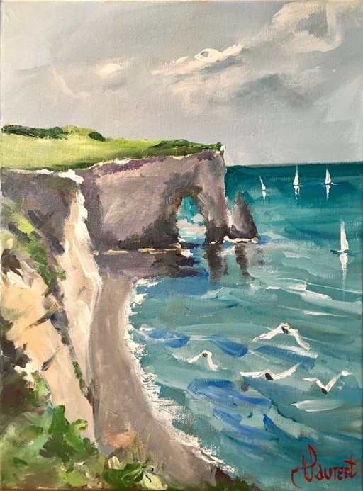 Philippe Laurent – ​​Ansicht von Étretat – Gemälde des Künstlers