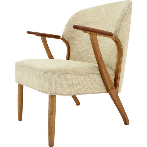 Poltrona vintage Chresten Findahl Brodersen in legno di quercia, Danimarca anni '50