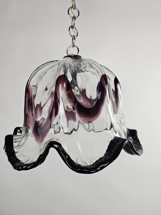 Image 1 of Hanglamp met bogen in transparant en lila kleur uit Italië 