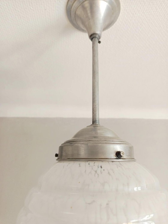 Image 1 of Art deco glazen bol hanger uit Clichy