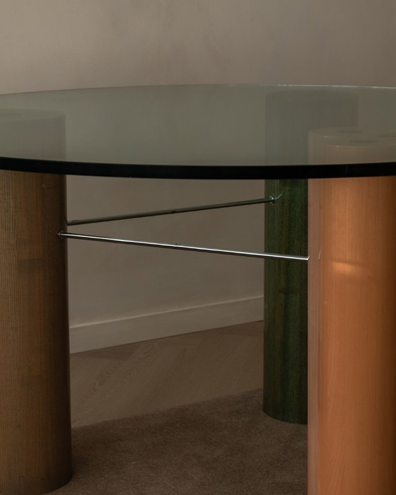Image 1 of Vintage Saporiti Italia Dining Table – Enamel Column Base –  Postmodern 1980s