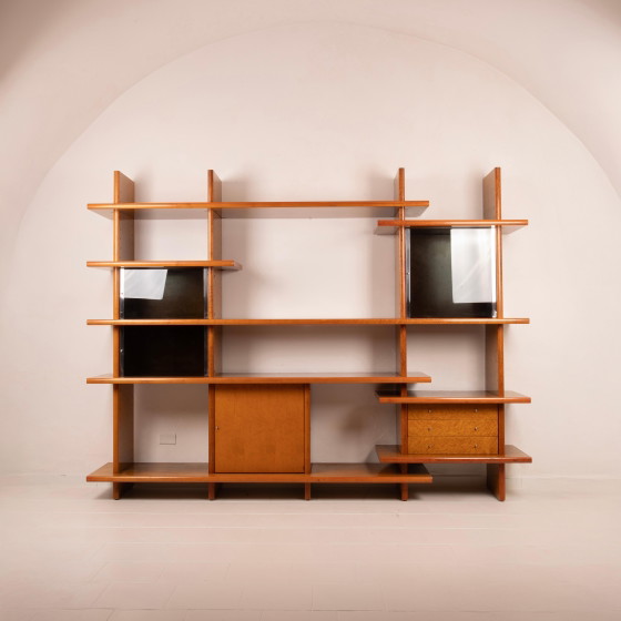 Giovanni Offredi Crossing Libreria per Saporiti Italia Legno d'Acero Occhiolinato 1970 – Librerie (photo 7 of 22)