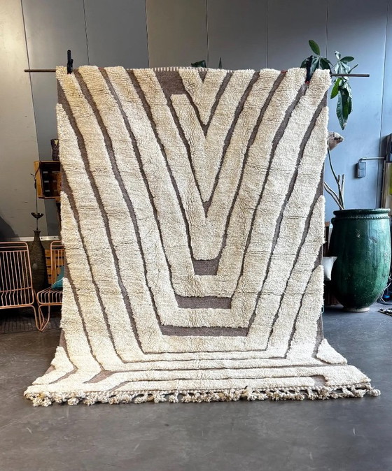 Image 1 of Modern Moroccan Mrirt Rug Cream Wool 