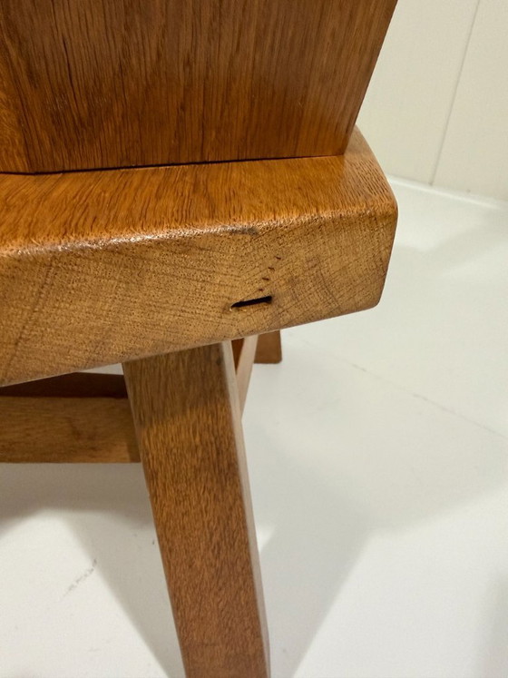 Rustic brutalist armchair in solid oak from the 1960s, Wood, Brown (photo 6 of 19)