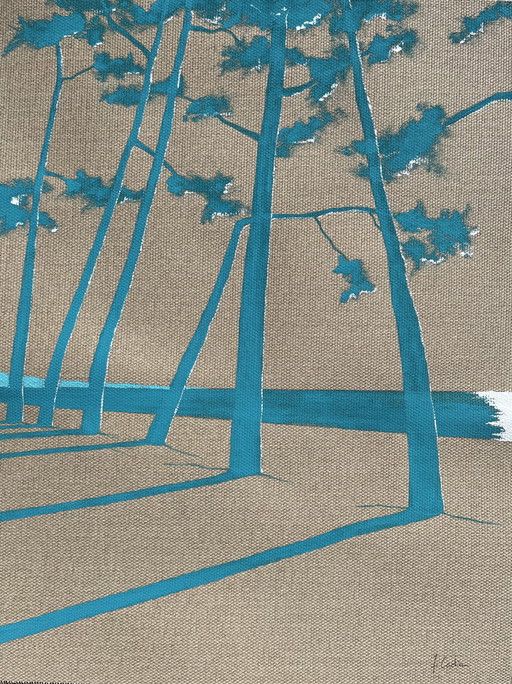 Vinyl painting "California Blue" on 345g raw canvas. Size 40x30cm.