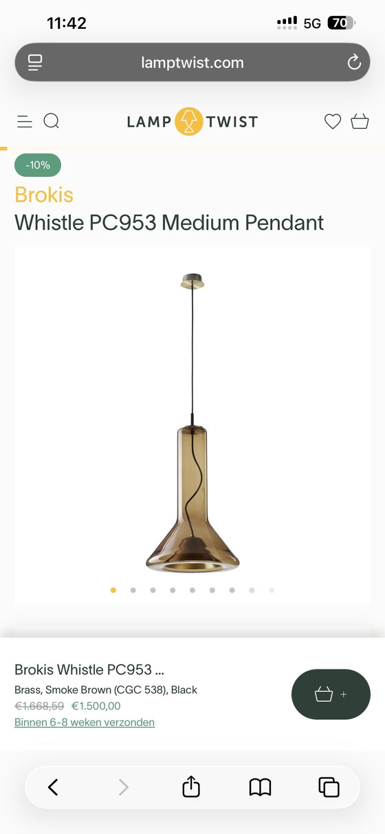 Image 1 of 2 x lámpara colgante brokis whistle precio es para 2 piezas iguales para 