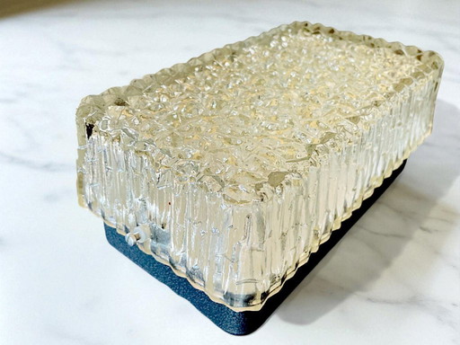 Wall or ceiling rectangular flush mount glass lamp