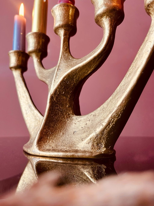 Uniek! Mid Century Van Gilde messing kandelaar