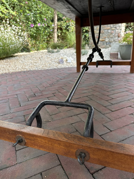 Alter spanischer Refektoriumstisch – Massivholz & Schmiedeeisen – 218 cm – Esstische, Iron, Wood (photo 4 of 9)
