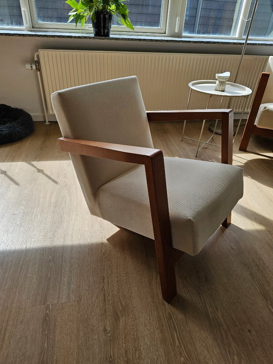 Dutch modernist low-profile armchairs, Wood, Beige (photo 2 of 11)