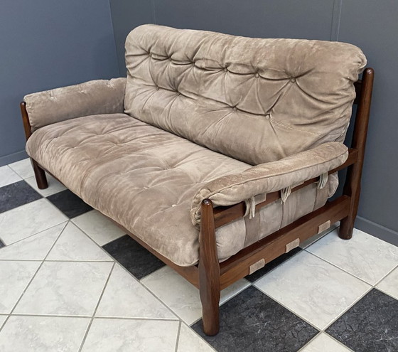 Image 1 of Sofá Brazillian de 2 plazas en ante y madera de Jatoba