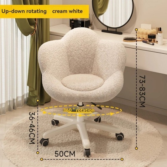 Image 1 of Make-up stoel, kaptafelstoel met rugleuning, kruk in crèmestijl, moderne minimalistische draaibare nagelstoel voor thuisgebruik.