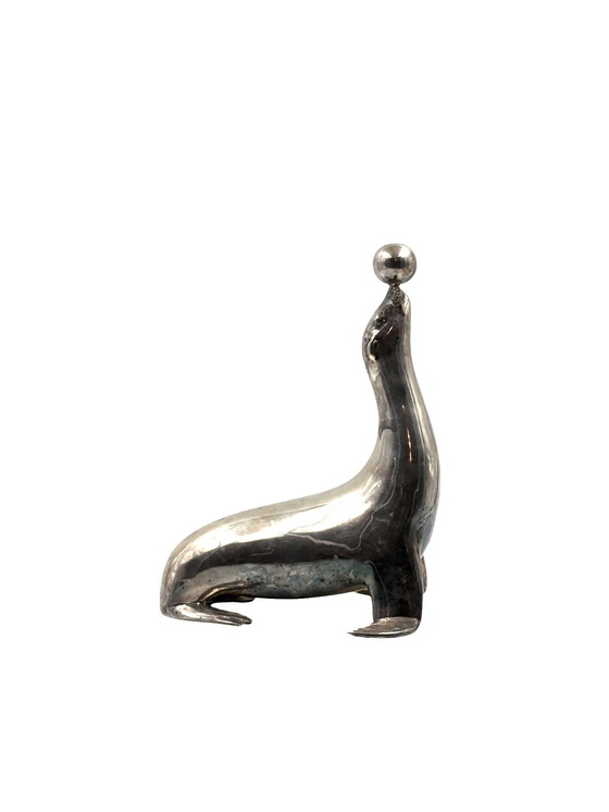 Image 1 of Sculpture de sceau Art déco en laiton argenté, France 1940s