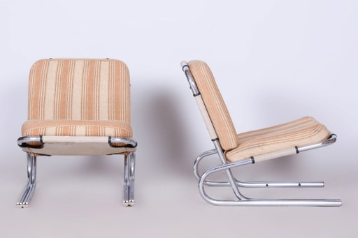 Set di due poltrone originali Bauhaus, in acciaio cromato, Germania, anni '40. – fauteuils, Metal, Textile (photo 2 of 10)