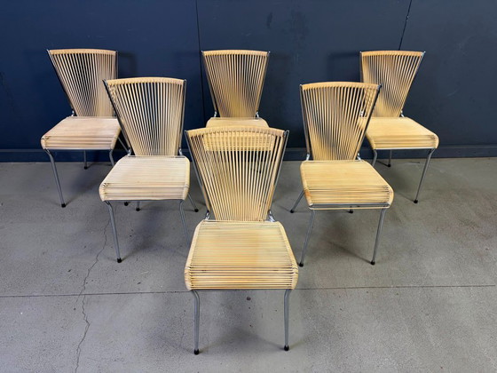 Vintage 'Scoubidou' stoelen, set van 6 - jaren 60 – Eetkamerstoelen, Metal, Plastic (photo 6 of 9)