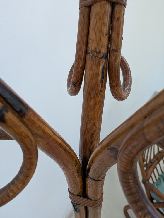 Image 1 of Salon en bambou - Fauteuils, table basse et porte-manteau - Vintage