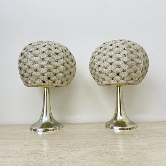 Image 1 of Set of 2 Aro leuchte table lamps with fabric shade , 1970s