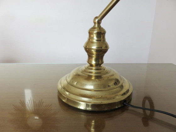 Banker's lamp in gilded brass and amber opaline, Table lamps, Glass, Gold, Klassiek (photo 13 of 15)
