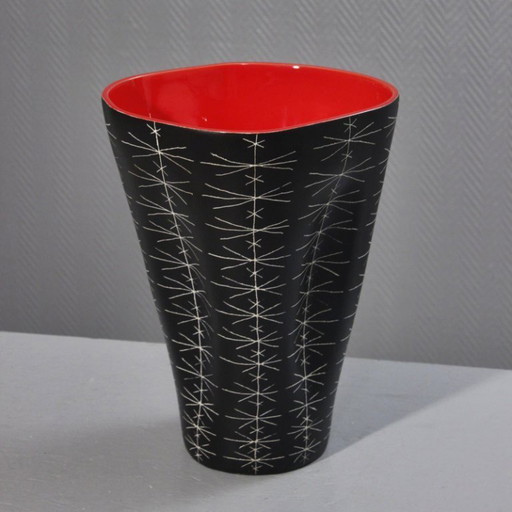 34 cm Jean de Lespinasse - Large vase no. 308, scarified decoration, Nice, France, 1950s