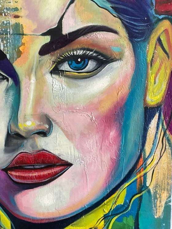 Image 1 of Luis Angel - La Mujer De Las Grietas Cromaticas - Artist Canvas