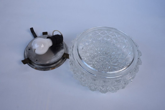 Image 1 of Vintage geslepen glazen plafondlamp