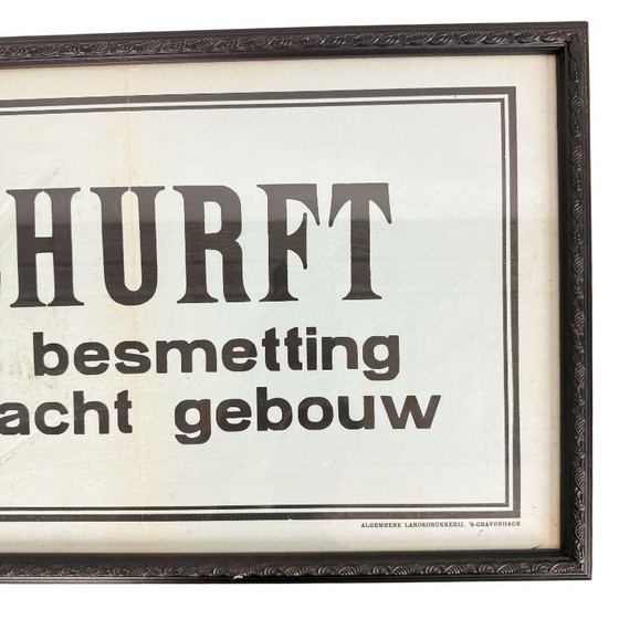 Vintage framed poster 'SCABIES Contamination suspected building' WW2, Paper, Wood, Black (photo 3 of 6)