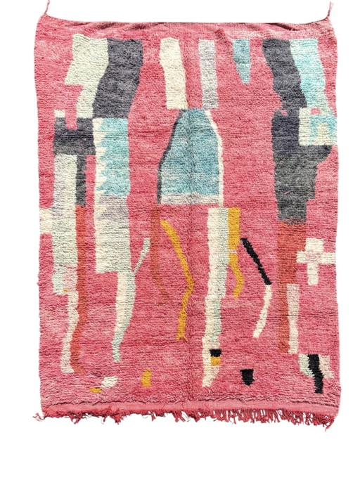 Authentique Tapis Berbère Marocain Boujad Rose 200x280 cm - Tapis Géométrique Boho tissé à la main