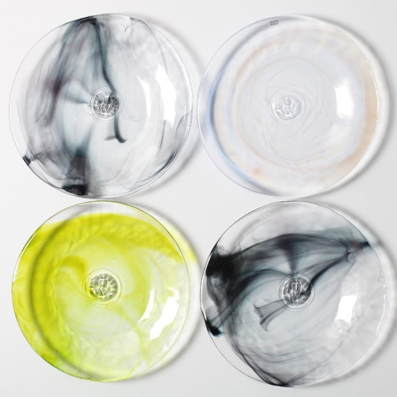 Image 1 of Set aus 4 Kosta Boda „Mine“ Glas-Desserttellern von Ulrica Hydman Vallien