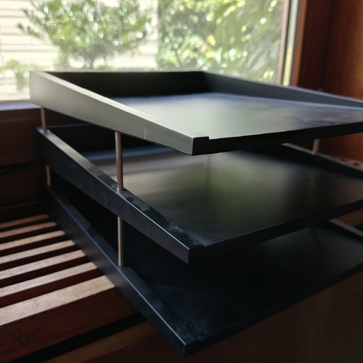 Kartell Enzo Mari Organizer modulare da scrivania, vassoio portadocumenti nero, Italia